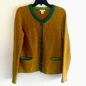 Sundance Extra Fine Merino Wool Hazel & Green Button Down Cardigan, SIZE M